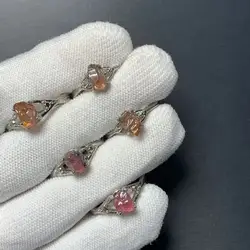 New Arrival Natural Tourmaline Rings Female  Jewelry For Women Gift Copper Cute Stone Flower