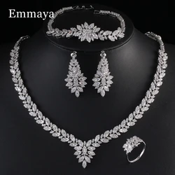 Emmaya Hot Sale AAA Cubic Zircon Noble Jewelry Set Leaves Shape Design For Women&Girls Ingenious Elegant Gift