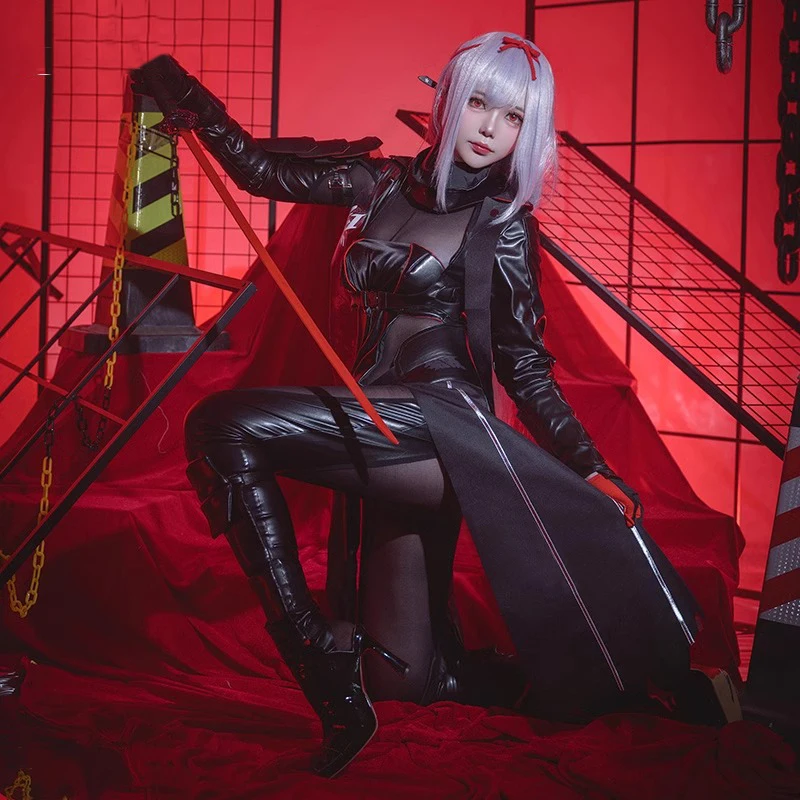 لعبة آلهة النصر: أزياء نيكي القرمزي التأثيرية القرمزي: شعر مستعار الظل الأسود كيمونو لزي كرنفال الهالوماس