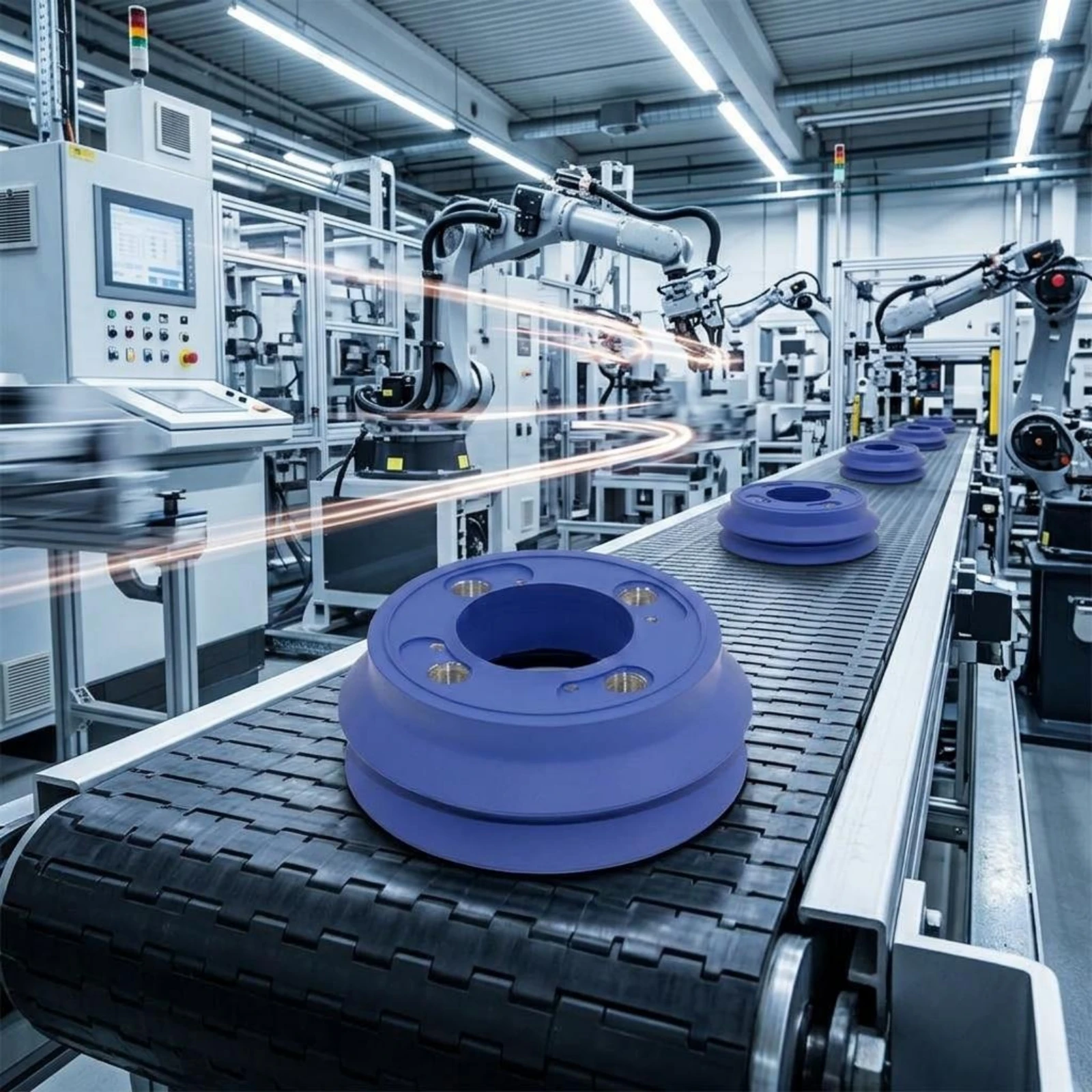 Threaded Vacuum Suction Cup Low-Height NBR Rubber Suction Cup Equipment Part Molded Blue