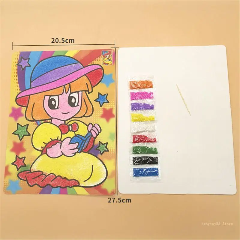 Y4UD pittura con sabbia colorata per lo sviluppo dei primi bambini con biglietto attività dal design carino in dal