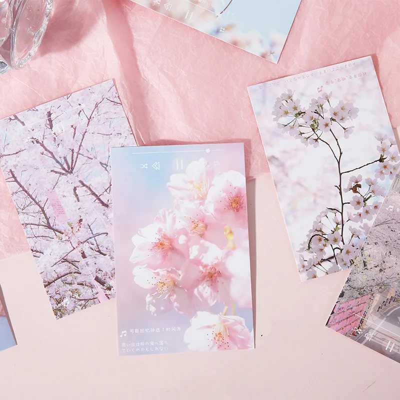 30 Sheets/Set Cherry Blossom Miss You Series Postcard Japanese Fresh Flowers Greeting Message Cards Student Gift