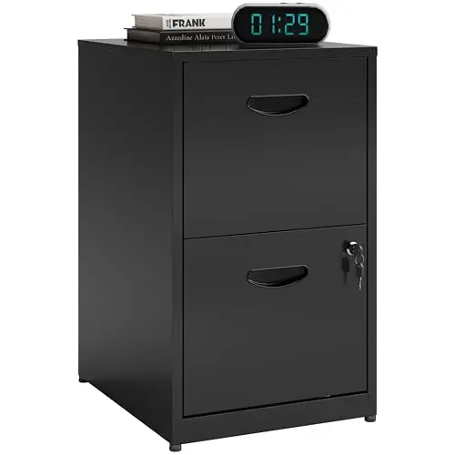 2 Drawer File Cabinet with Lock, Metal Filing Cabinet for Home Office | Small Locking Cabinet for Under Desk Storage