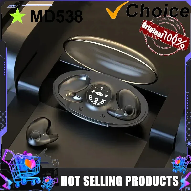 NEW Sleep Bluetooth Headphones Noise Cancelling Painless Wireless Music High Quality Sports Tws 538 Thin Earbuds Digital Display