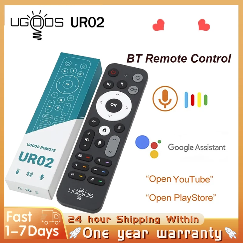 Original UGOOS UR02 Bluetooth Voice Remote Control Replacement for Ugoos TOX1 TOX3 AM8 PRO AM6B PLUSX4 X4Q Cube Pro Extra TV Box