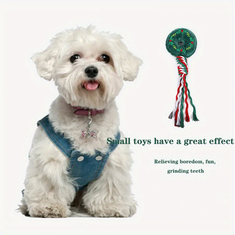 Giocattolo da masticare per cani a tema natalizio: misto cotone resistente, adatto a tutti i tipi di nodi per la pulizia dei denti