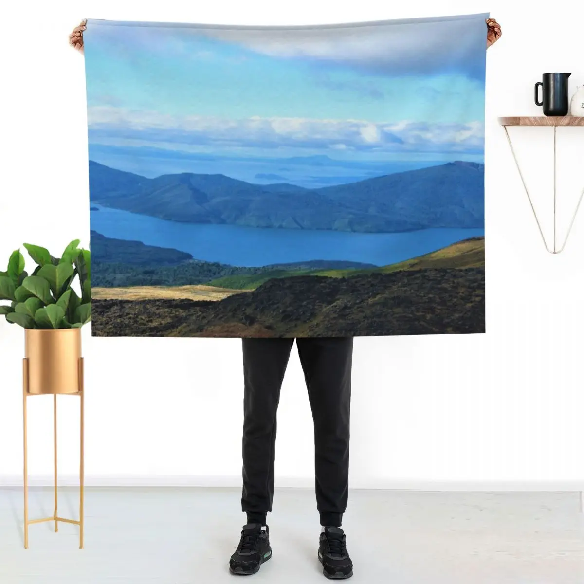 Tongariro Crossing View Towards Lake Taupo New Zealand Throw Blanket Cozy Light Blanket for Travel Camping Picnic