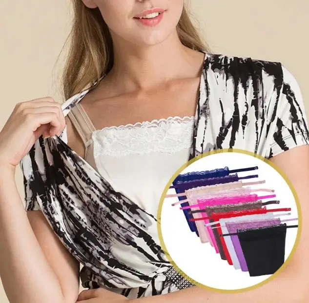 14 Colors Women Lace Invisible Mock Camisole Wrapped Chest Overlay Bra Quick Easy Clip-on Insert Wrapped Chest Panel Cover