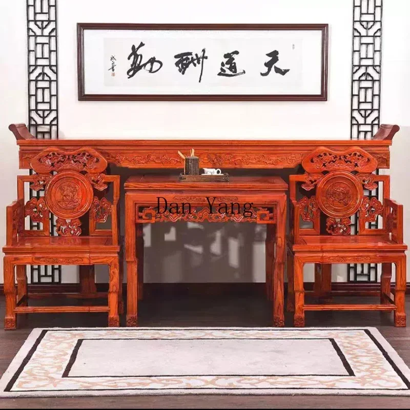 yj  four-six-piece set, all solid wood rural living room, ancestral hall house, Buddhist niche table, Chinese style strip