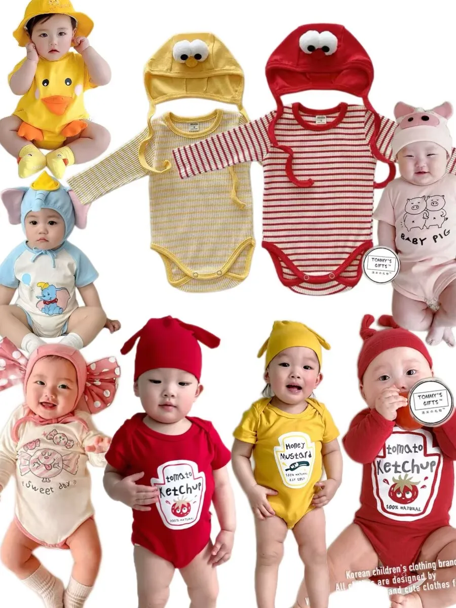 0-2T Ins Infant Baby Clothes 100% Cotton Vintage Boys Girls Amine Onesie One-piece  Onesie  Newborn Infant Photoshoot Costume