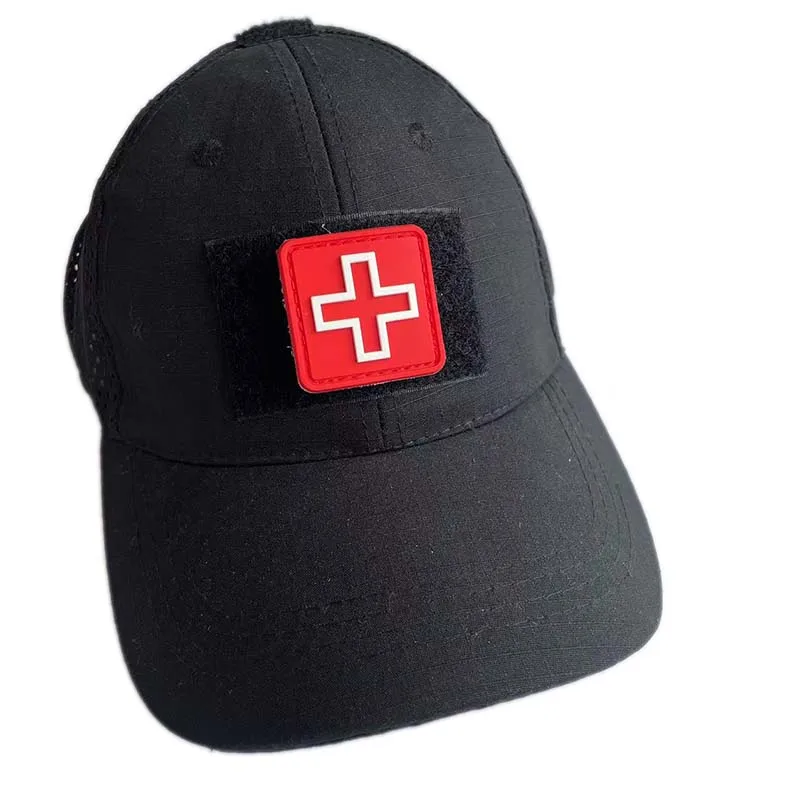 PVC-Gummi-Medizinkreuz-Abzeichen, Sanitäter-Totenkopf-Moral-Applikation, taktische Patches mit Klettverschluss, Militär-Aufkleber, Rettungsemblem – Detail 1