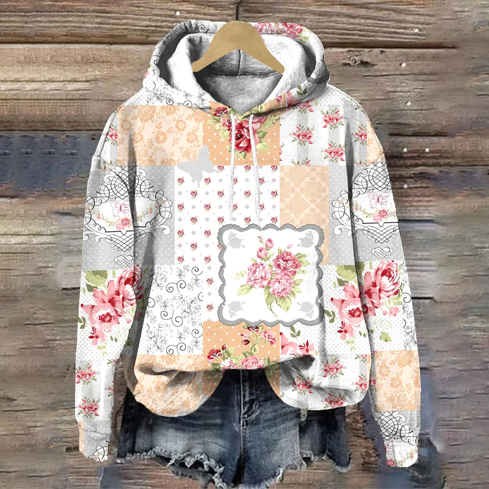 Women's Hoodie Designer Flower Print Autumn/Winter Loose Women's Sweatshirts Pullover Hoodies Fashion Trend Women Clothing Tops