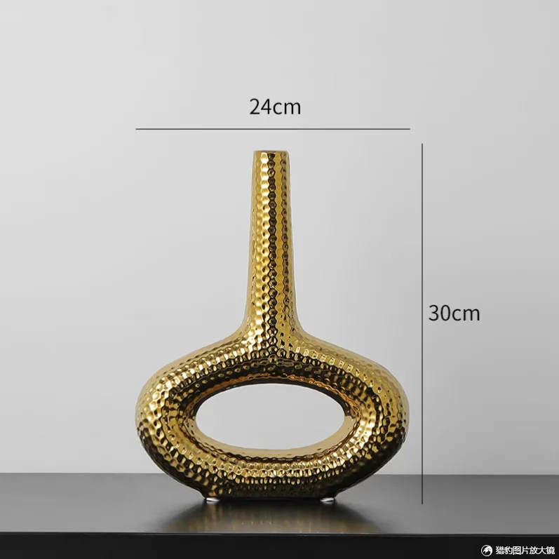 Electroplated Ceramic Vase Ornament Flower Arrangement Small Mouth Vases Decorative Decoration Crafts Dried