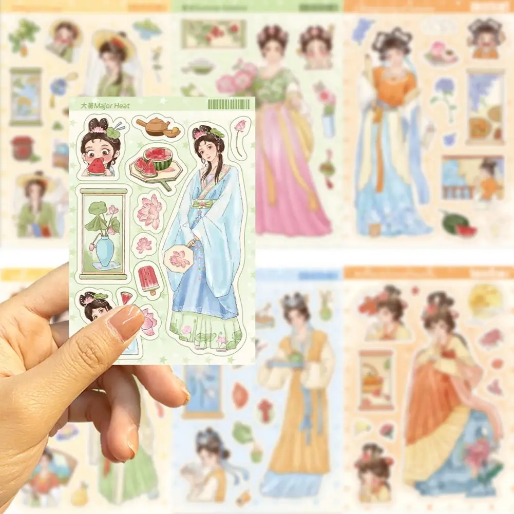 Han Chinese Clothing Girl Stickers Traditional Chinese Clothing Hanfu Girls Sticker Kit Waterproof Pvc Diy Decal Set for Phone