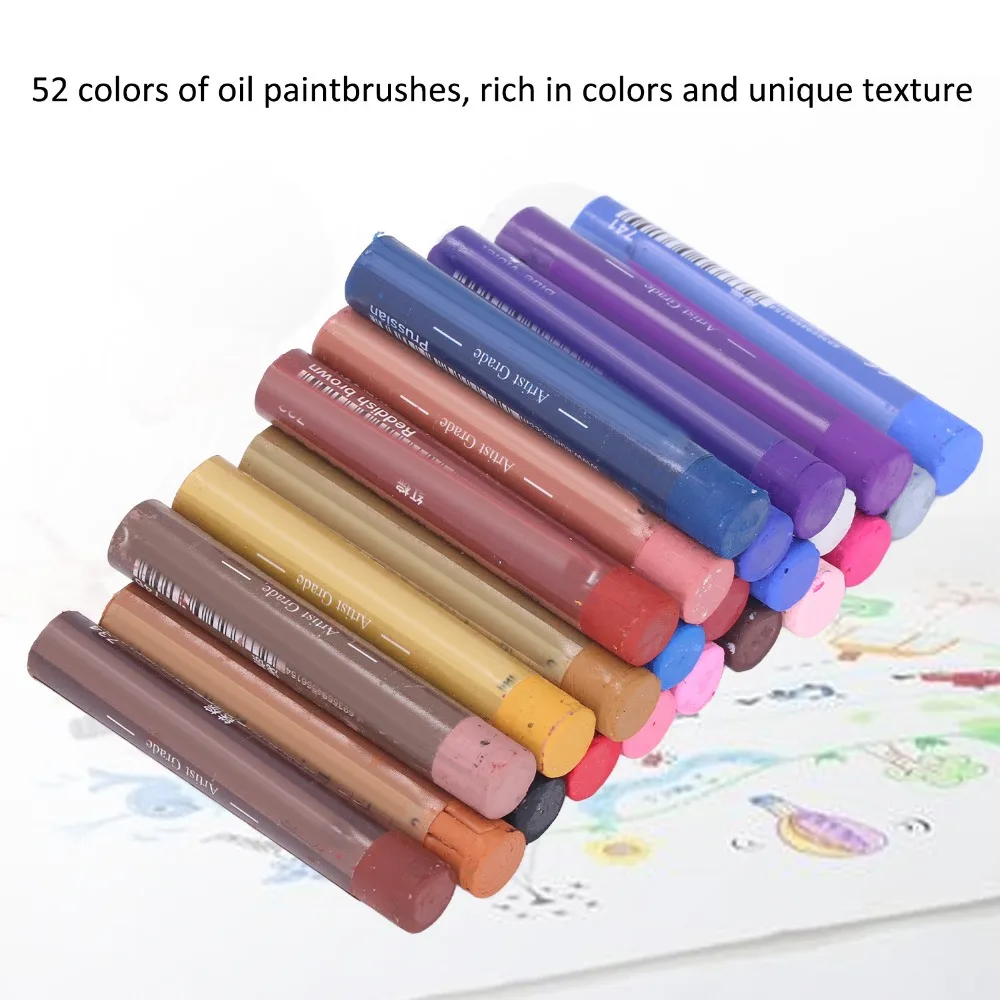 

52PCS Ultra Soft Texture Oil Pastels High Color Saturation Rich Pigments Color Crayons Smooth Application
