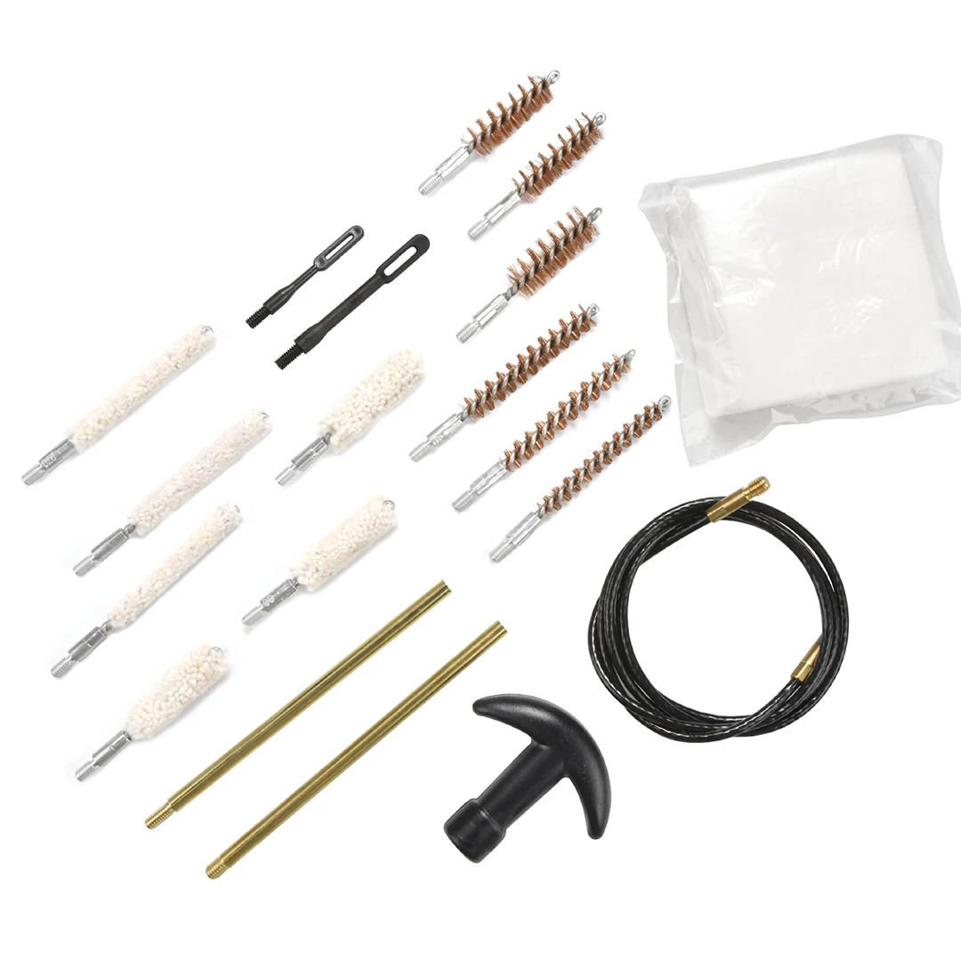 19Pcs/set Universal Tactical Gun Cleaning Kit for Handgun Rifle Gun Brush Tool Universal Handgun Pistol Brass Rod Cleaning Kit