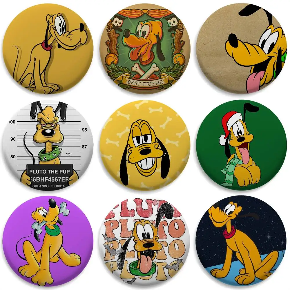 

Pluto Cute Dog Cartoon Badges Round Exquisite Badge Brooches Creative Pins For Clothes Hat Backpack Gift Accessories