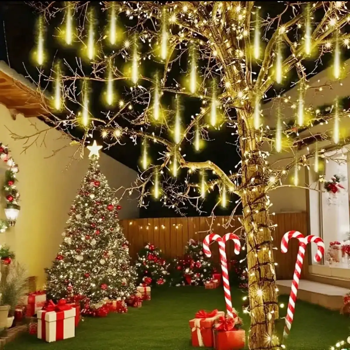 1pc 192LED Meteor Shower Lights - USB Icicle String Lights for Holiday & Party Decor