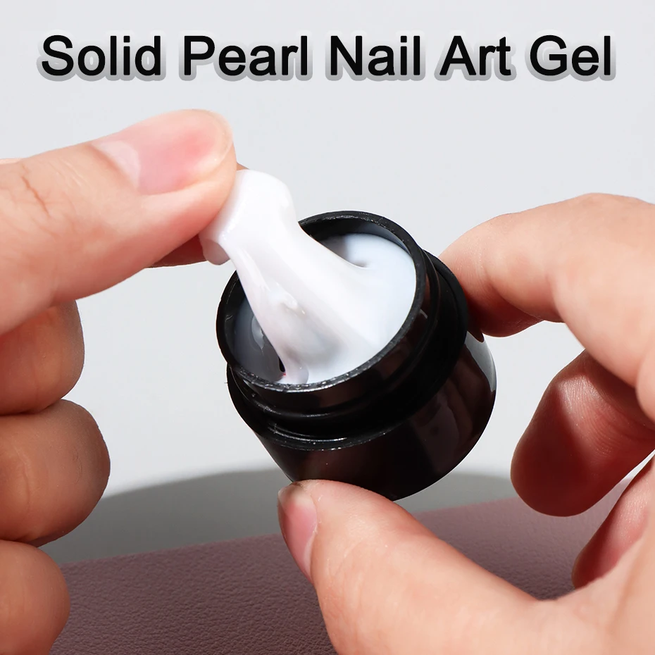 Gel de esculpido 3D 5ml blanco perlado para esmalte de uñas, extensión sin adherencia, tallado de flores, decoración DIY 4