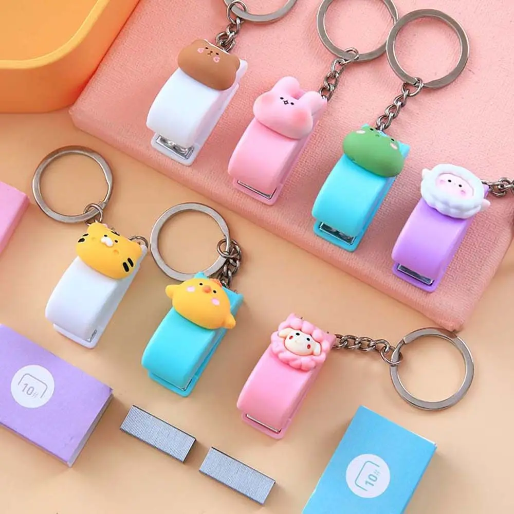 

Creative Macaron Student Supplies Mini Size 10 Staples Key Ring Pendant Stapler Key Chain Stapler Binding Tools Mini Stapler