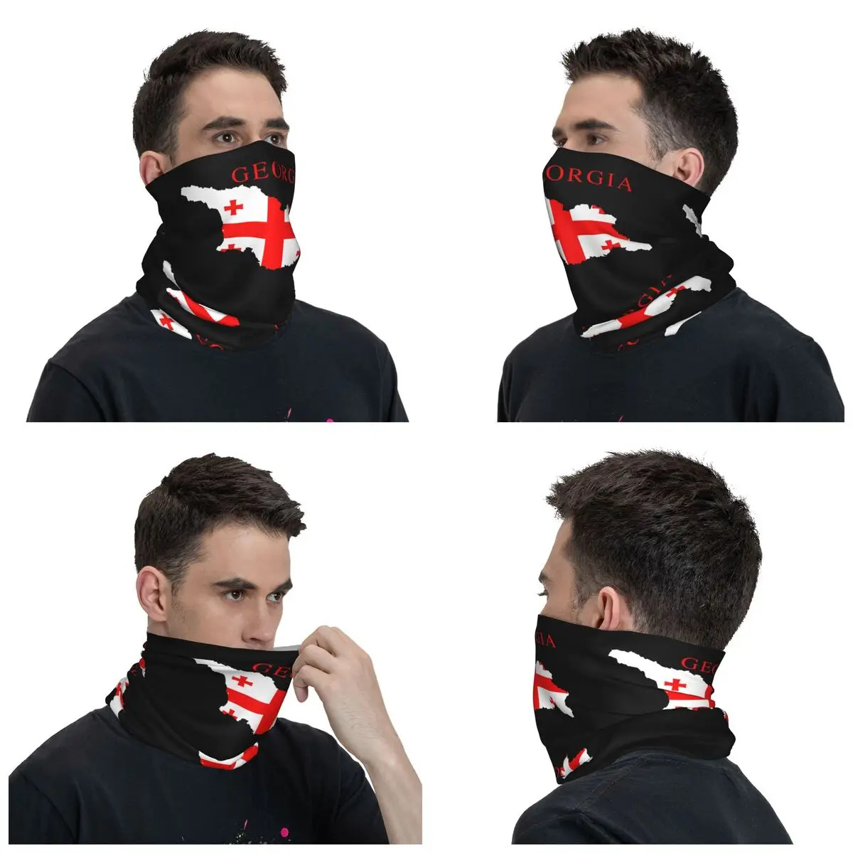 Georgia Country Map Flag Bandana Neck Gaiter Printed Mask Scarf Multifunctional Face Mask Outdoor Sports Unisex Adult Winter