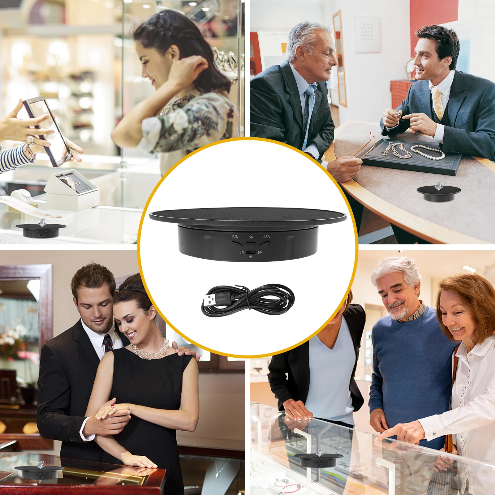 1pcs Electric Display Stand For Jewelry Rotating Turntable Anti-Slip Base Jewelry Display Rack Watch Turntable Show Case Home