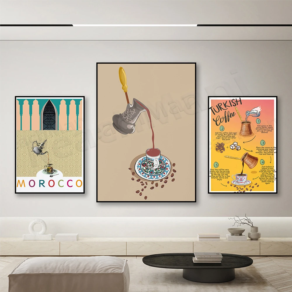 

Turkish coffee, Islamic, Arabic art, Morocco, Marrakech prints, Turkish coffee recipes, posters for coffee lovers, travel gifts,