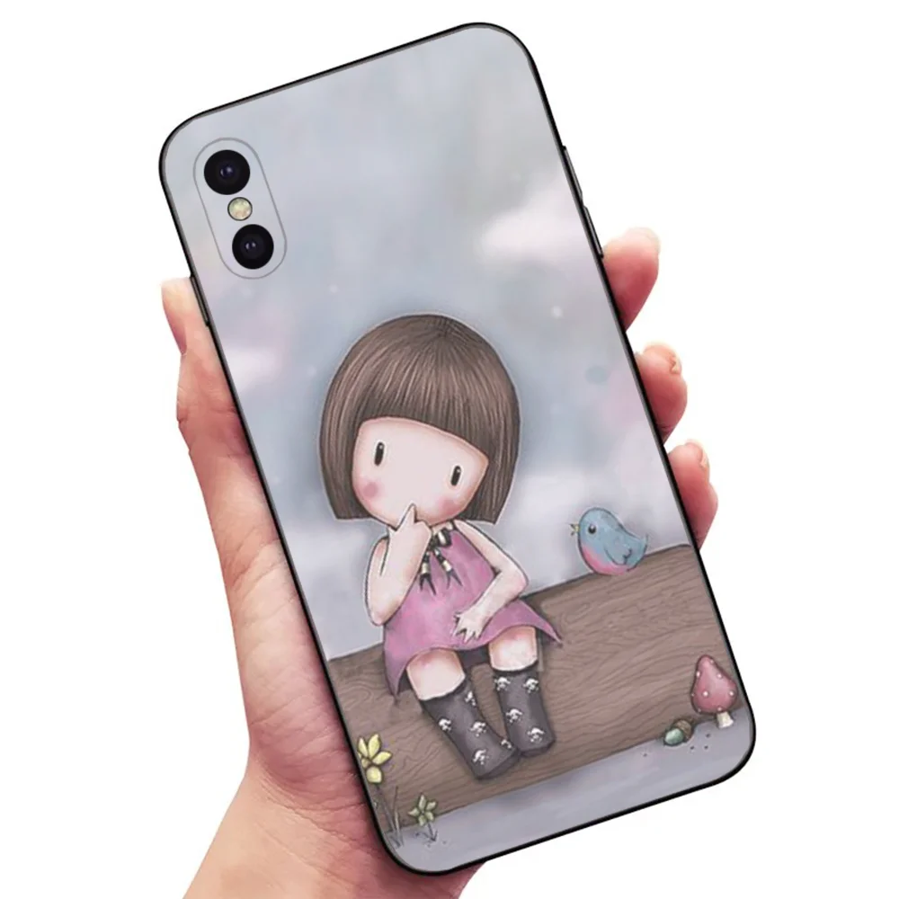 Girl Kid santoro-gorjuss Phone Case For Samsung S24,23,22,30,21,10,9,Ultra,Plus,Lite,FE,5G Black Soft Case