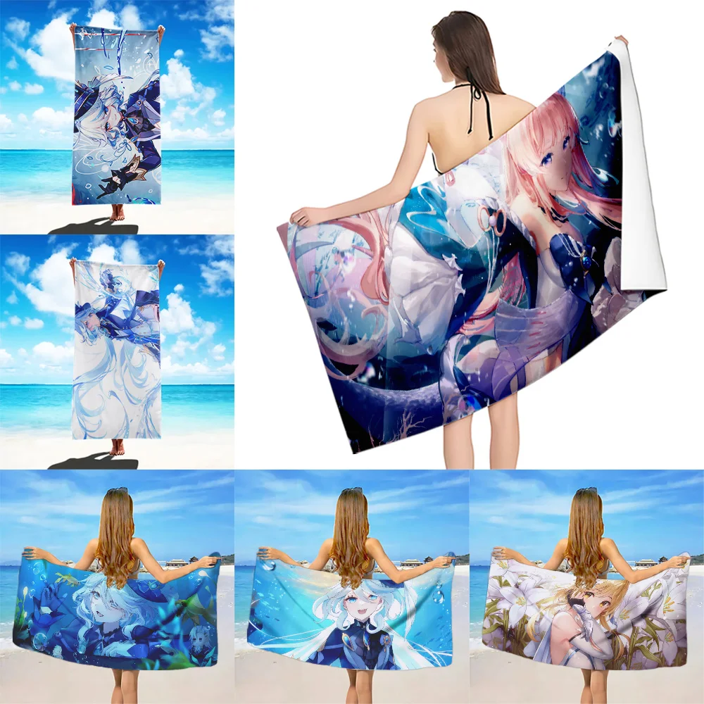 F-Furina Genshin Beach Towels Microfiber Sand Free Quick Dry Soft Sandproof Pool Towels Gift for Women Travel Gym Shower Camping