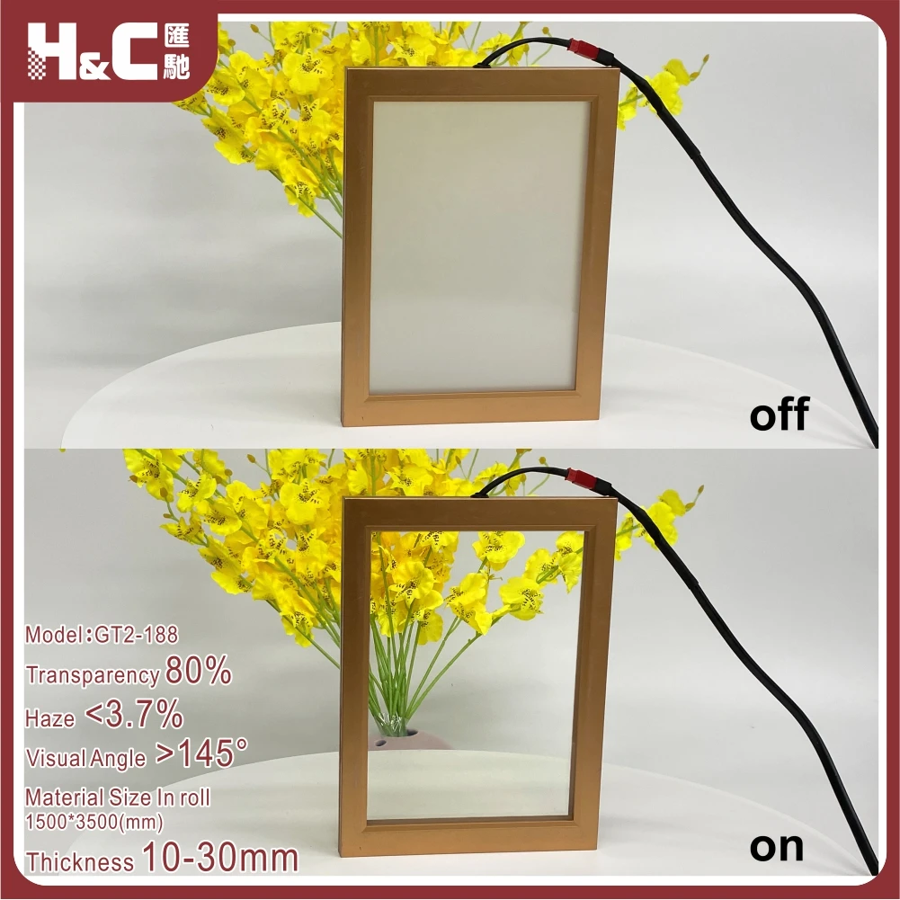Low Haze Tint Electrochromic Pdlc Film Power Supply Switchable Smart Glass