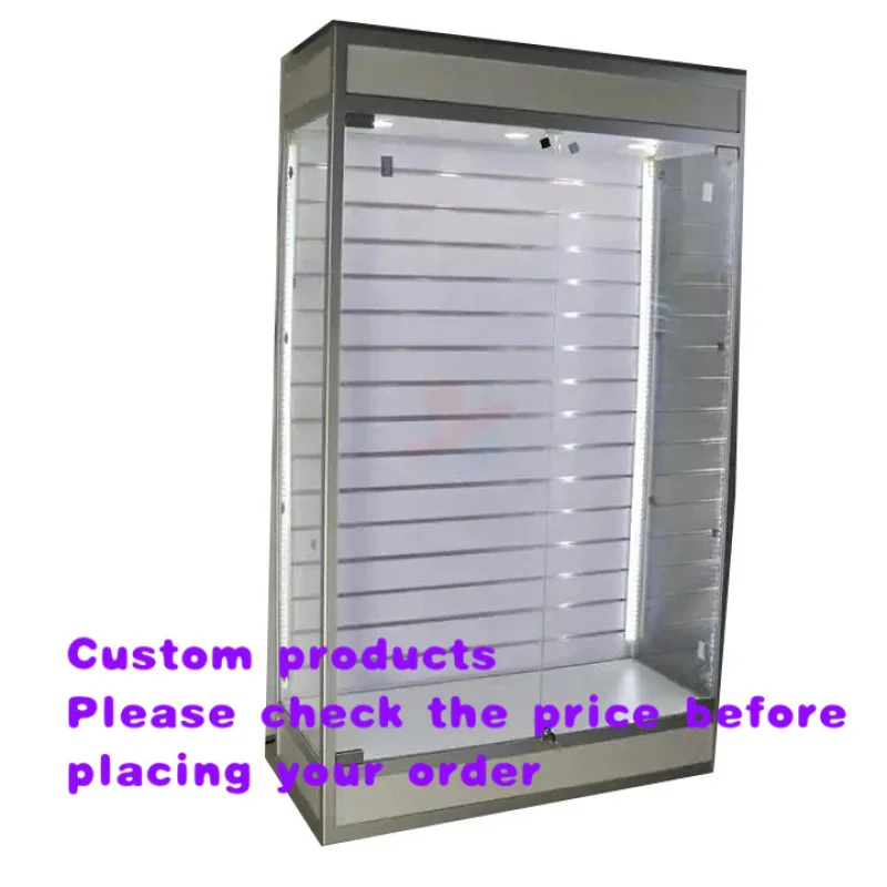 custom.Interior Design Smoke Shop Showcase Mobile LED Lighting Display Counter Furniture Tempered Glass Features fo