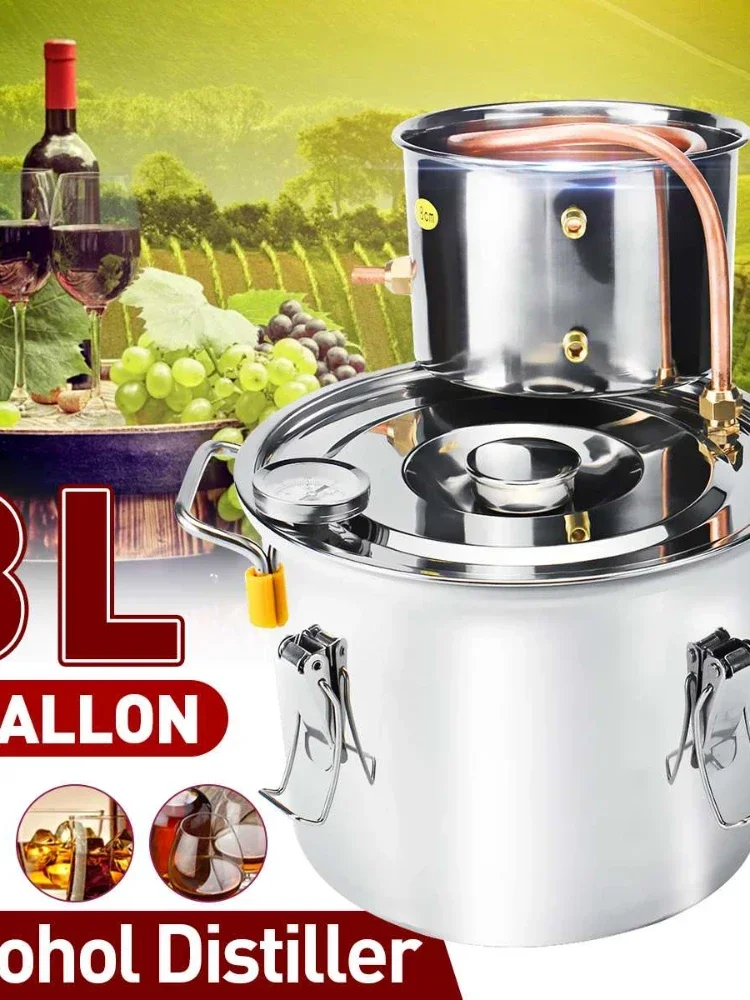 

2 Gallon 8L Distiller Alambic Moonshine Alcohol Still Stainless Copper DIY Home Brew Water Wine Brandy Essential Oil Brewing Kit