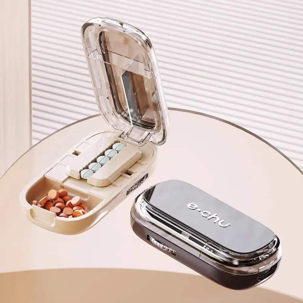 Precise Cutting Portable Pill Cutter Dustproof Halve/Quartering 2 in 1 Pill Storage Box Adjustable Detachable Pill Case