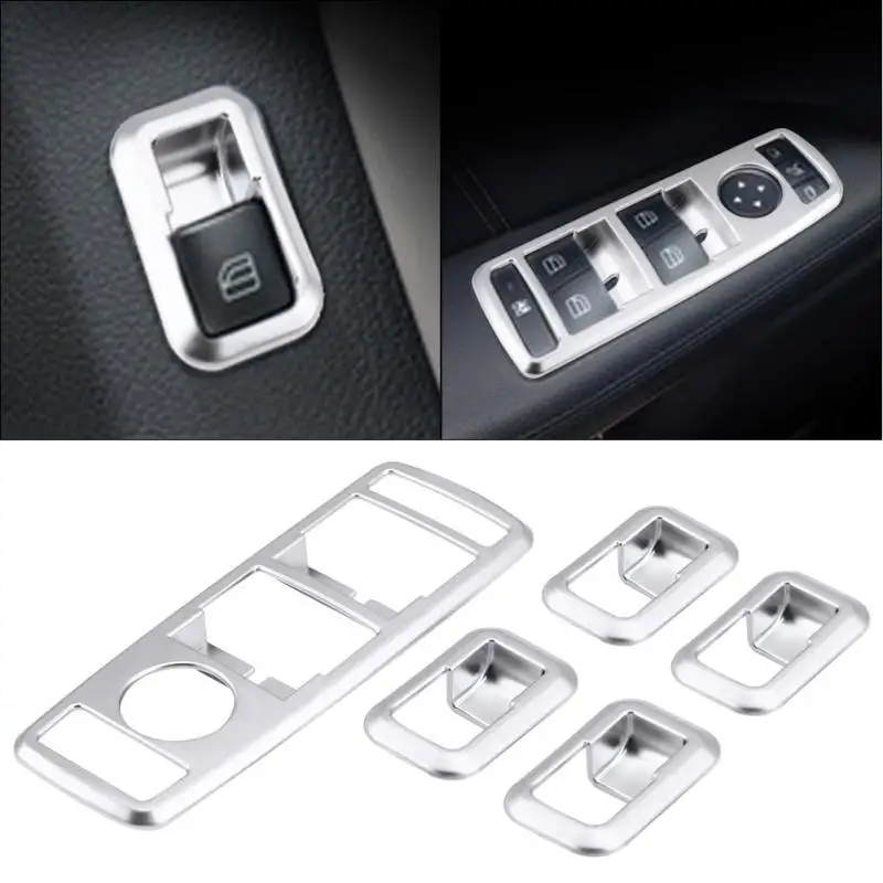 5pc Car Window Button Cover Window Switch Button Trim Cover Chrome for Mercedes Benz A B C(W204) E(W212) GLA GLK GL GLE-class