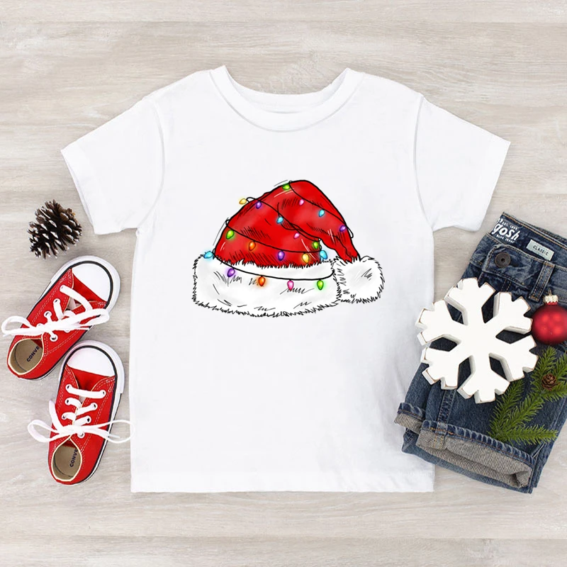 Women T Shirt Funny Christmas Hat Shirt Cartoon Style Graphic Tops Short Sleeve Summer Casual Women Tshirt Clothing
