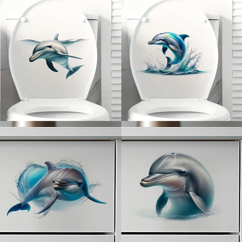 T2140#Dolphin Self-Adhesive Stickers, Bedroom Entryway Living Room Porch Home Decoration Wall Stickers, Removable Stickers