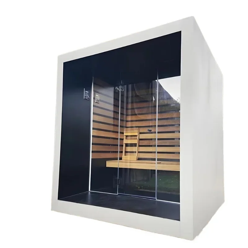 【Fábrica】El mejor calentador eléctrico Harvia de madera de cedro rojo, diseño de esquina tradicional, sala de sauna al aire libre