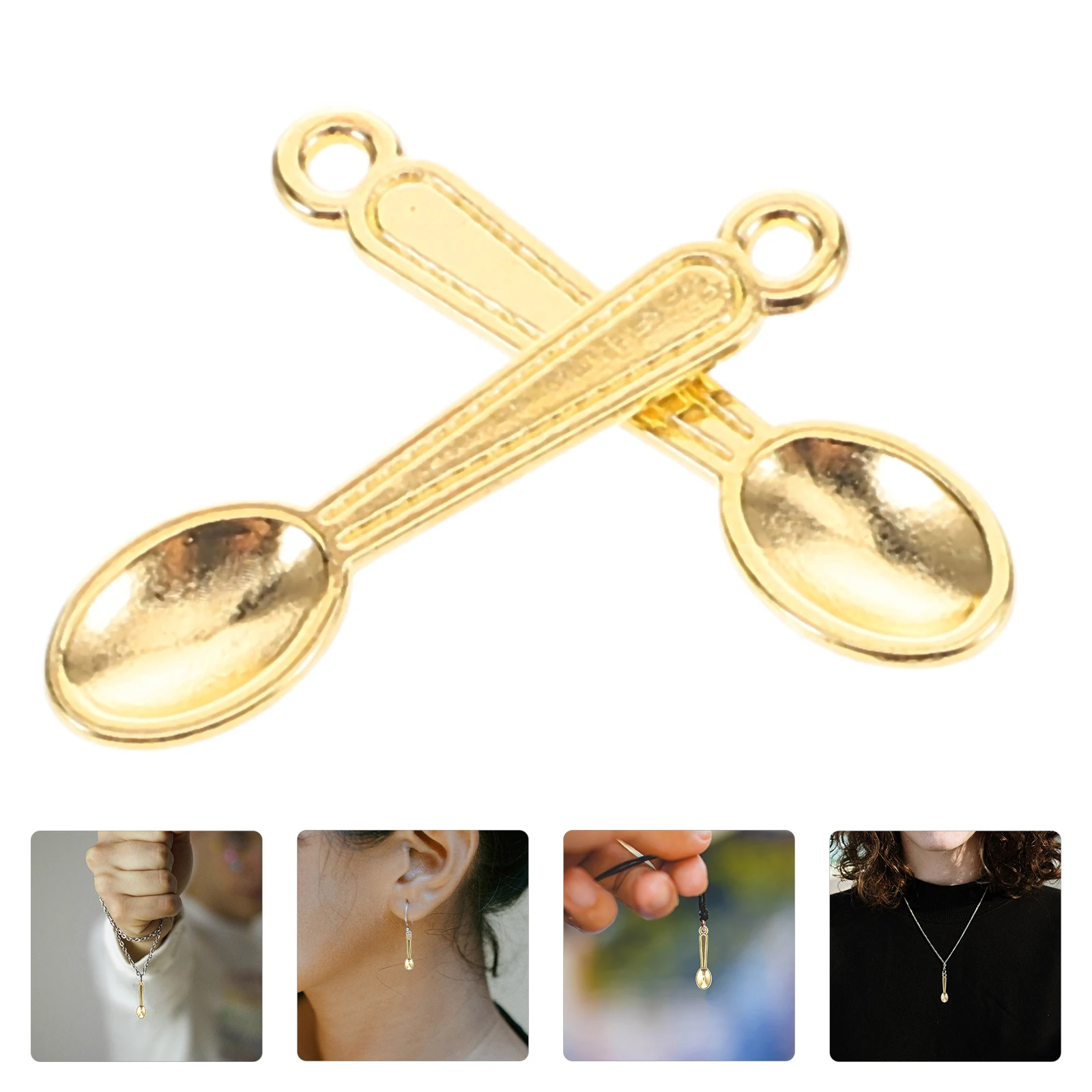 

100Pcs Alloy Simulated Tableware Charms Mini Crown Spoon Pendants for DIY Jewelry Craft Supplies Necklace Bracelet Keychain