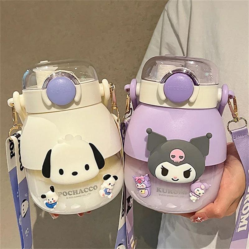 

1050ml Kids Water Bottle Pompompurin With Straw for School Cute Cartoon Leak Proof Portable Cup Outdoor Travel Drinking Tumbler