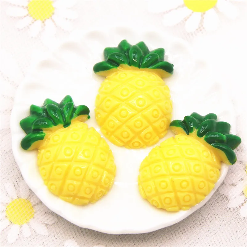 10PCS Pineapple Fruit Resin Flatback Cabochon Miniature food Art Supply Decoration Charm Hair Bow Center