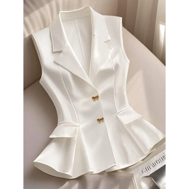

Sleeveless Ruffle Vest Women's Fashion Spring 2026 Asymmetrical Hemline Shirt Other Style Other Fabric Non-Shrinkable