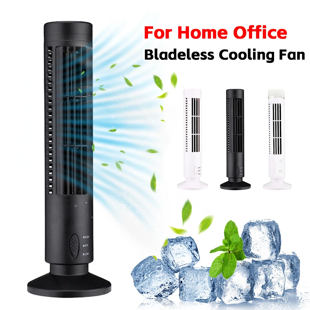 

LED Tower Fan Bladeless Cooling Fan 2 Gear Speed Mini Vertical Conditioner Portable Stand Up Tower Fan for Living Room Bedroom