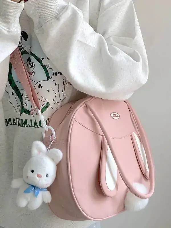 Bloom Rabbit Cute Y2k Handbag Women Vintage Haruku Pu Leather Casual Shoulder Female Large Capacity Kawaii Tote Bag Chic