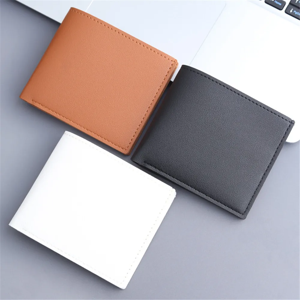 

New Men Short PU Leather Wallet Simple Solid Color Thin Male Credit Card Holder Small Money Purses Business Foldable Wallet