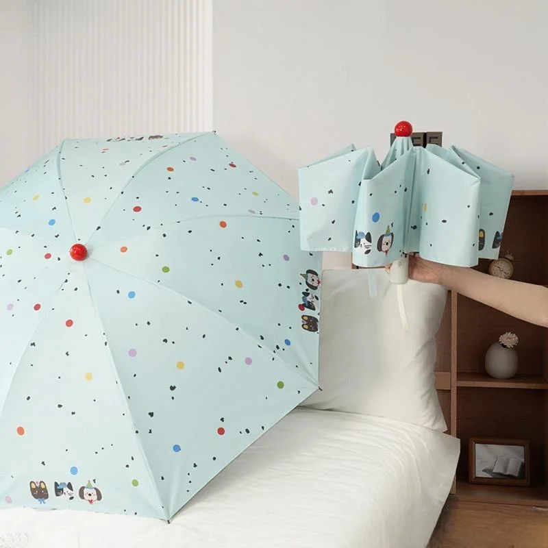 

Автоматический зонт для женщин, универсальный (от солнца и дождя), с красным носом, складной, милый, с рисунком маленькой собачки, для ежедневного использования дома