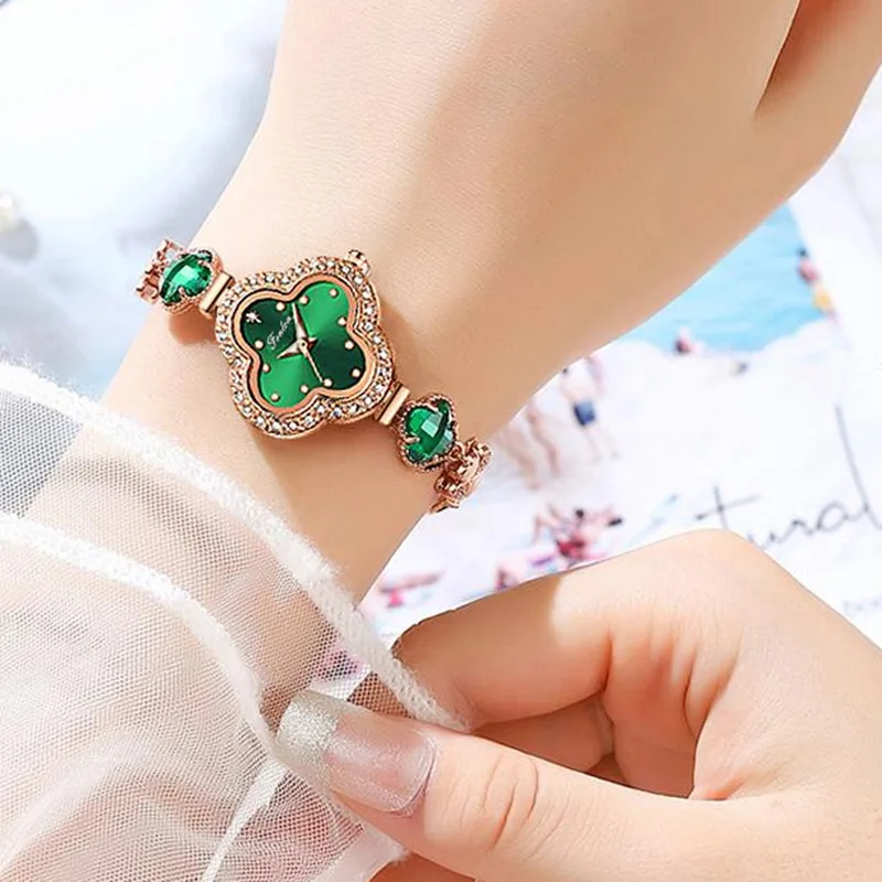 

Fenlon/Fenlon, хит продаж, женские часы, браслет со стеклянным клевером, водонепроницаемые кварцевые часы с коробкой7063