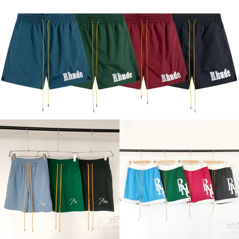 

New Style Summer Streetwear Rhude Casual Shorts Men's High Quality Heavy Fabric Loose Logo Print Sports Shorts