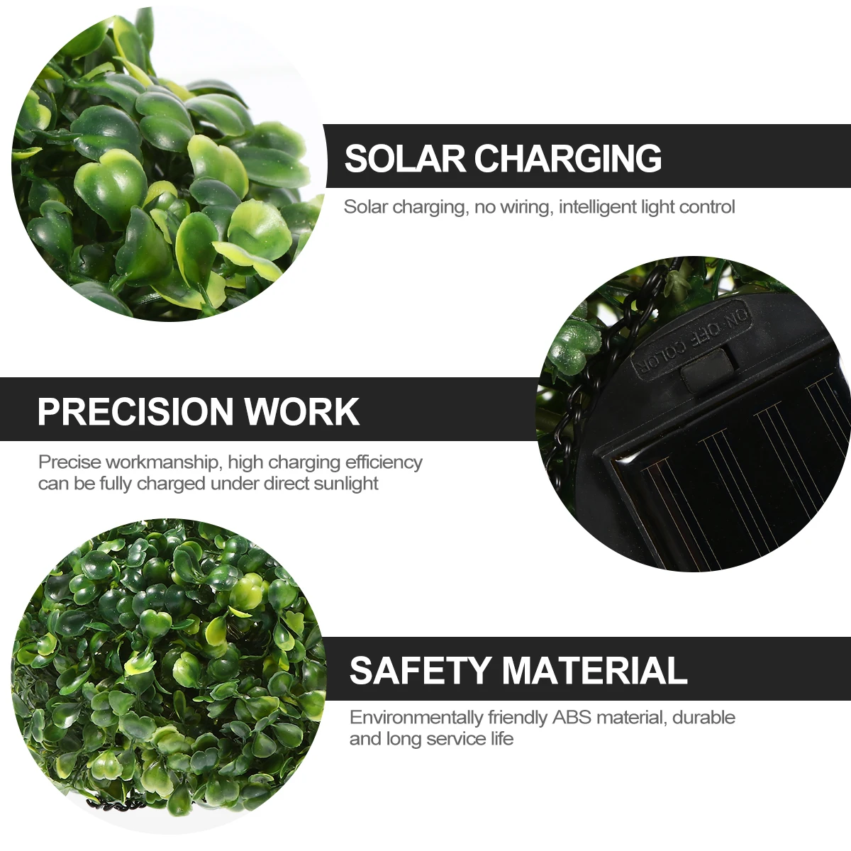 

1pc Solar Powered Lamp Flower Ball Rattan Ball Led Light Outdoor Decorative Light For Garden Stairway Durable Abs High Charging