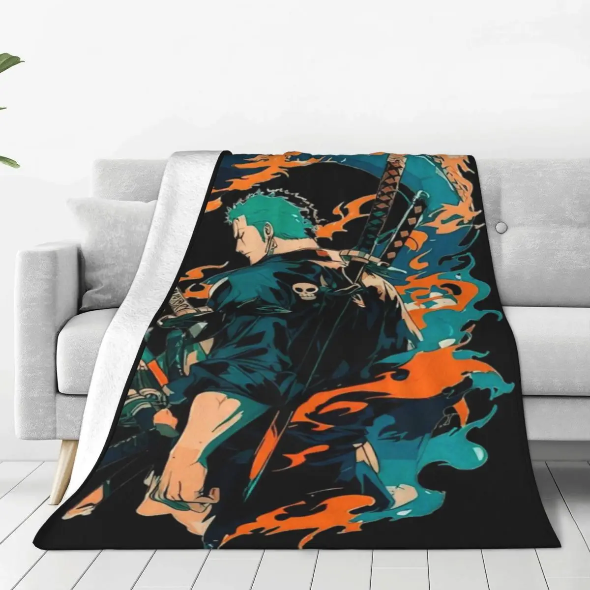 

Plush Flannel Blanket Zoro With Dragon Warm and Snuggly Fleece Throw for Couch, Bed, and Camping Adventures Any Time of Year