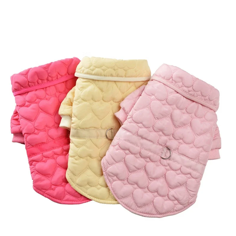 

Autumn and winter pet clothes dog cat warm dog coat solid color heart pattern